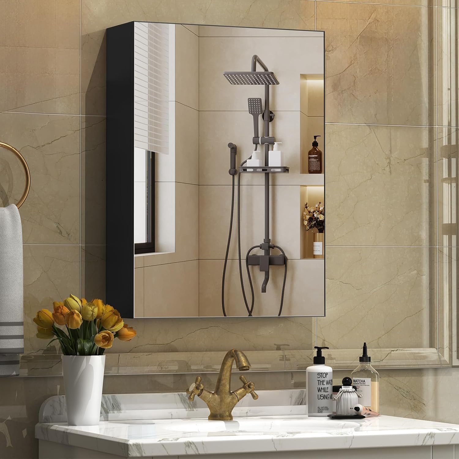 Small Medicine Cabinet with 3 Shelves, Wall Mounted Bathroom Kitchen ...
