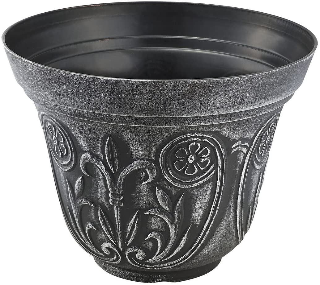 Small Medieval 9X7" inches Plastic Flowerpot/Planter/Urn with Rustic Greek/Roman Look for Nursery Indoor Outdoor Garden Patio Office Ornaments Home Décor Long Lasting Lightweight