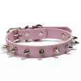 thumbnail image 1 of Small Medium Dogs Adjustable PU Leather Anti-Bite Neck Strap Pet Collar Dog Collars PINK M, 1 of 8