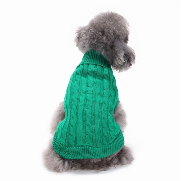 Small Medium Large Dog Sweaters Knitted Pet Cat Dog Sweatshirt Winter Clothes Kitten Puppy SweaterOutfits (Green,S)