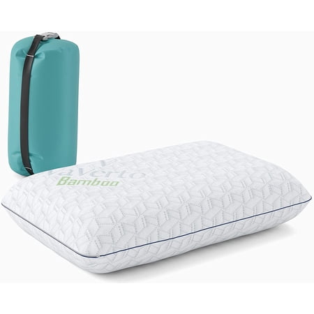 Small Memory Foam Bed Pillow for Camping - Compressible Medium Firm, Breathable Cover, Machine Washable, Ideal Backpacking