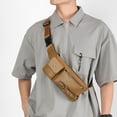 thumbnail image 1 of Small Mens Leather Satchel Cell Phone Holster,Vertical Belt Clip Cellphone Pouch,Purse Waist Bag Fanny Pack,Zipper Phone Bag for Work,Hike （Khaki）, 1 of 6