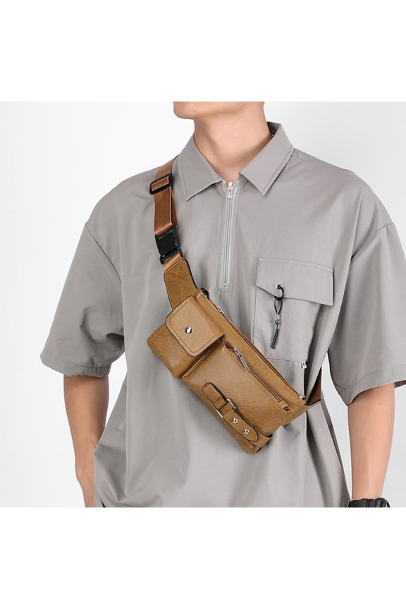 Small Mens Leather Satchel Cell Phone Holster,Vertical Belt Clip Cellphone Pouch,Purse Waist Bag Fanny Pack,Zipper Phone Bag for Work,Hike （Khaki）