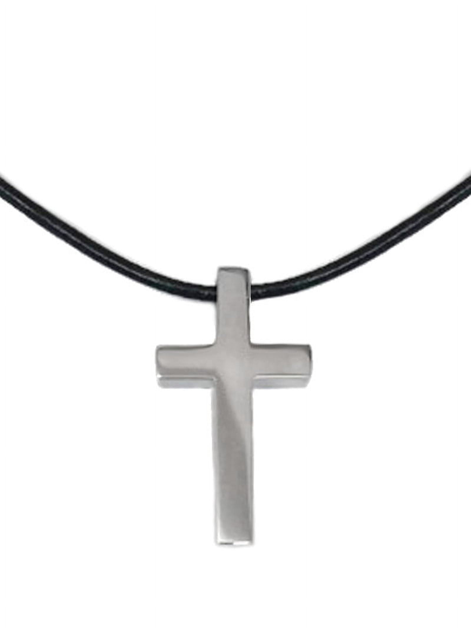 Titanium Cross Religious Leather Link Cord 18 Chain Necklace Pendant Charm:  16457234645043
