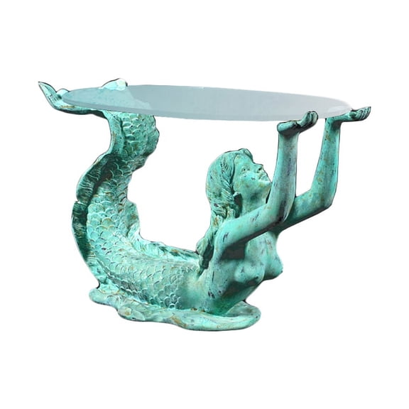 Small Mermaid Table Shipwreck Finish Fiberglass Resin 25.75 Inch