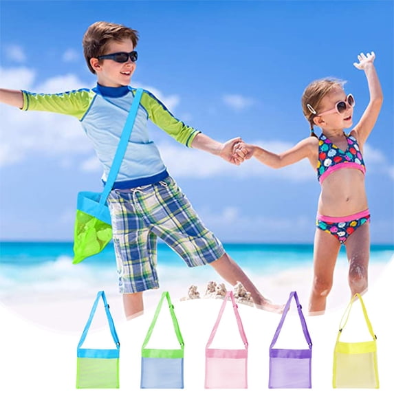 Small Mesh Beach Bag with Buckle Sand Toys Storage Pouch for Pool Swimming Outdoor Play Travel for Adults Beach Tote by PALIFEUR