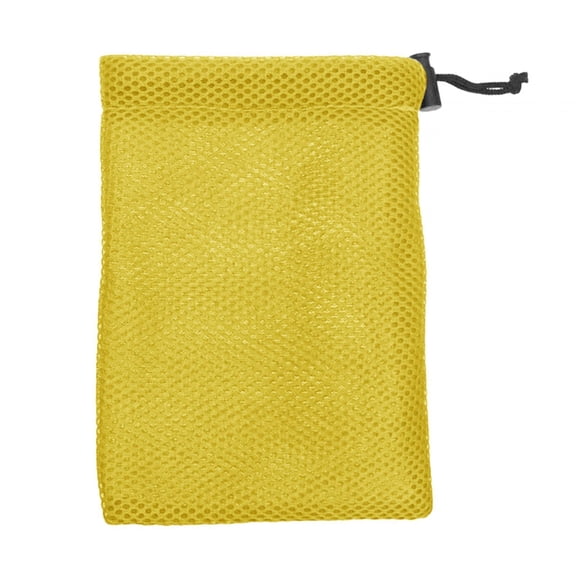 Small Mesh Drawstring Bag Storage Pouch Lightweight Stuff Sack Mesh Bag for Cosmetics Tennis Balls Outdoor Activities Camping Yellow