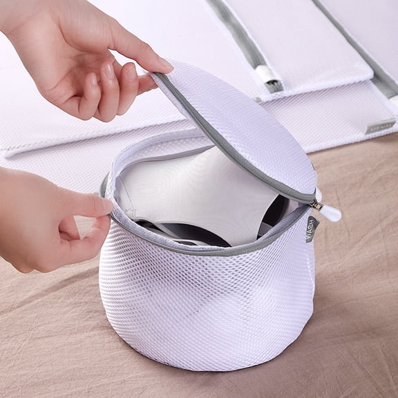 Small Mesh Laundry Bags, Mesh Zipper Bags, 7X7 In, Lingerie Washing Bags For Laundry, Shape Retaining, Household Laundry, White, 1 Pc