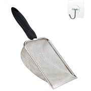Small Mesh Stainless Steel Cat Litter Scoop Fine Mesh Metal Reptile Litter Cleaner Scooper Non-Stick Coated Metal Litter Scoop Fine Sand Litter Scooper Hole2mm/Fine Sand Scooper