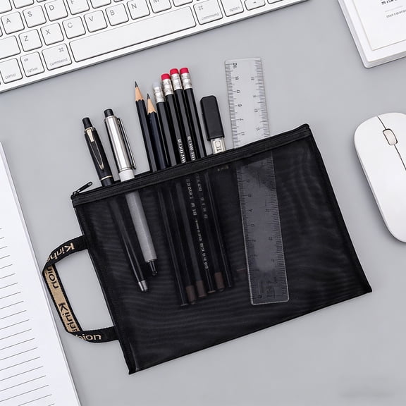 Small Mesh Zipper Pouch Bags 13.2in×9.6in Nylon Zip File Bags - Multi Functional Storage Bag Pencil Case Cosmetic Bag Toy Storage Bag