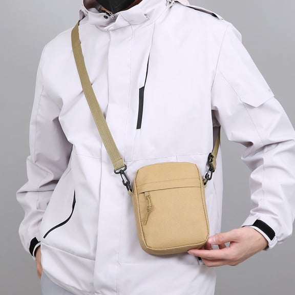Small Messenger Bag for Men Women, Unisex Crossbody Bag Handbag Mini Mobile Wallet Crossbody Sling Bag Purse, Khaki