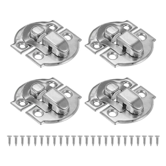 Small Metal Box Toggle Latch, 4 Pack Vintage Hasp Latch Lock Buckle Hardware with Mounting Screw, Silver