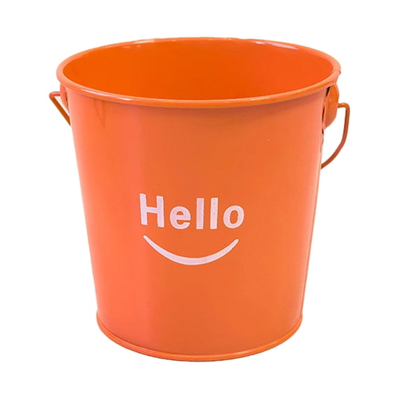 Small Metal Buckets with Handle, Galvanized Leak Proof Rust Resistant Metal Pail, Decorative Bucket for Party Favors, Classroom Organizing, Flower Pot & DIY Crafts(4.6"*4.3",Orange)
