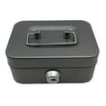 thumbnail image 1 of Small Metal Cash Box with Lock 4.53x3.78x2.28in Portable Organizer Coin Piggy Bank Safe Key Handle Kids Toy Storage Compact for Home, 1 of 5