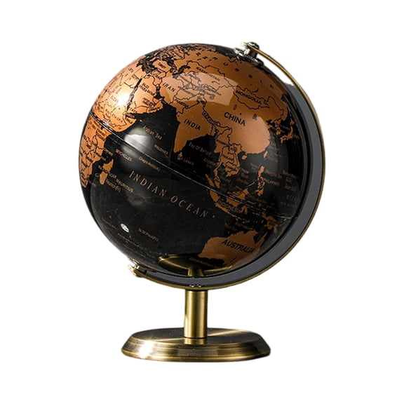 Small Metal Desk Globe, Rotating World Map Sphere Sculpture for Wine Cabinet Display and Home Office Tabletop Decor (5.5-Inch)