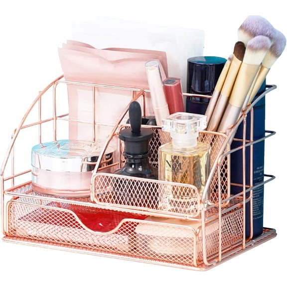 Small Metal Desk Organizer with Drawers, Desk Accessories & Workspace Organizers