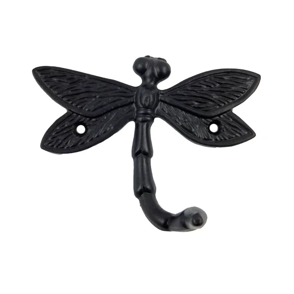 Small Metal Dragonfly Tail Wall Hook Key Towel Coat Hanger Black Powder Coated