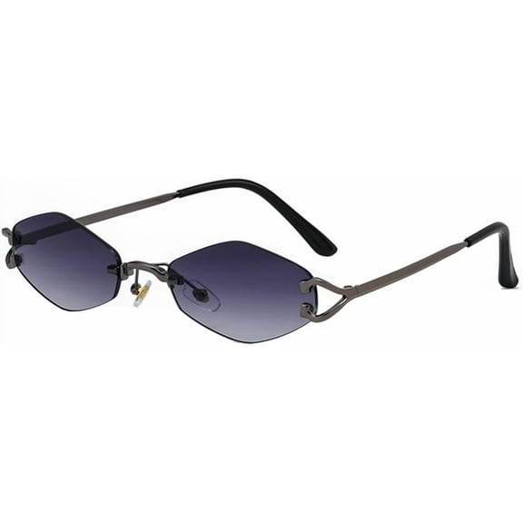 Small Metal Frame Geometric Rimless Sunglasses Men Women Vintage Rhombus Sun Glasses For Male Frameless Irregular