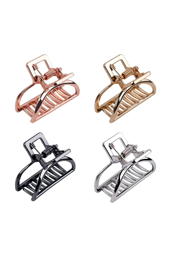 Small Metal Hair Claw Clips for Women and Girls - 2 Inch Non-Slip Strong Hair Clips for Thin to Medium Thick Hair (Black, Silver, Gold, Rose Gold)