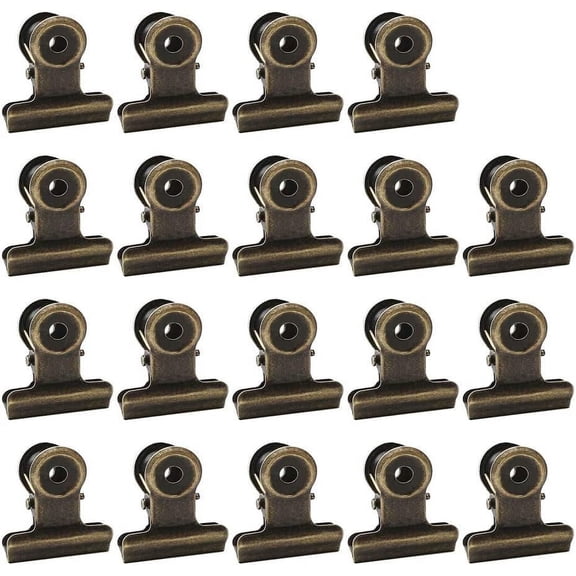Small Metal Hinge Clips with Hanging Hole, 100 Pack 0.87 Inch Bronze Bulldog Paper Clamps for Photos, Tags, and Office Organization