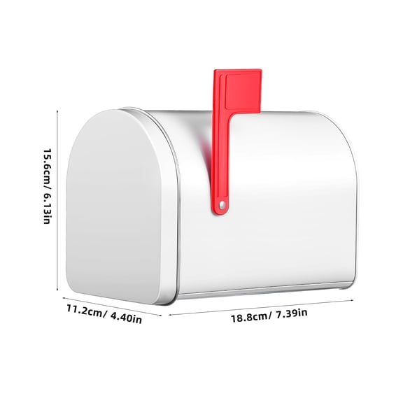 White Small Metal Mailbox for Kids with Raised Signal Flags, Post Mount Mailbox Ideal for Playhouse, Bedroom Door, Projects, and Exchange