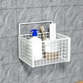 thumbnail image 1 of Small Metal Mesh Wall Basket Countertop Organizer for Spices Toiletries Kitchen Bathroom Essentials - Iron Storage Rack Accessory(White), 1 of 6