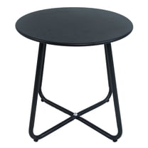 Small Round Side Table 18“ - Outdoor Metal End Table, Weather Resistant Patio Table for Balcony, Garden & Indoor Use - Black