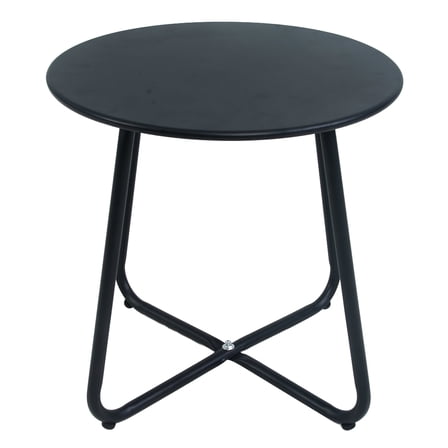 Small Round Side Table 18“ - Outdoor Metal End Table, Weather Resistant Patio Table for Balcony, Garden & Indoor Use - Black