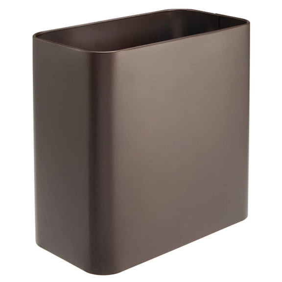Small Metal Trash Can 2.4 Gallon Wastebasket for Bathroom Slim Garbage Bin with Soft Brass Finish Durable Compact Trash Cans