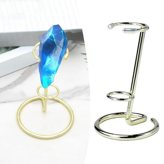 Small Metal Wand Display Stand - Elegant 3-Ring Easel Holder for Wands, Gemstones & Collectibles. Gold Finish, Stable Base!