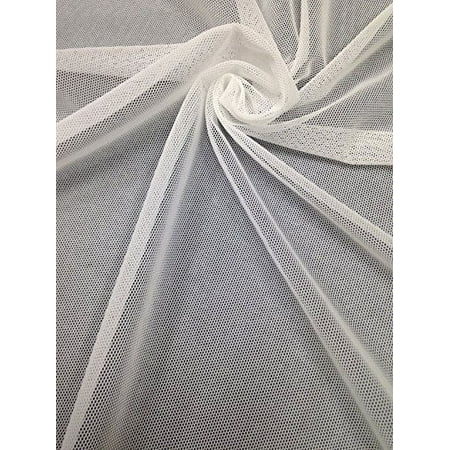 Small Micro Hole See Through Stretch Nylon Spandex Mesh Power Net Fabric (White)