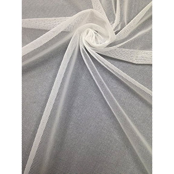 Small Micro Hole See Through Stretch Nylon Spandex Mesh Power Net Fabric (White)