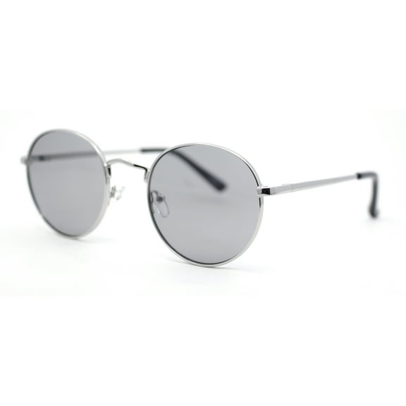 Small Micro Round Metal Rim Retro Dad Fashion Sunglasses Silver - Black