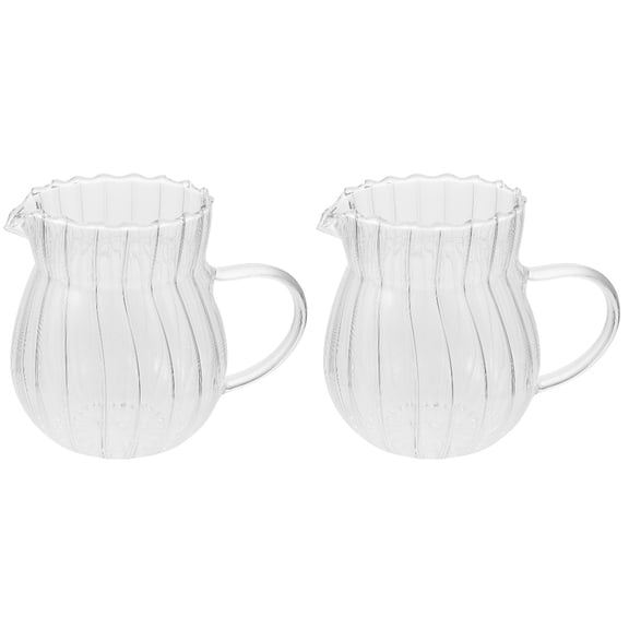 Small Milk Jug 2 PCS Jar for Cafe Water Pitcher Espresso Cup Mini Container Glass