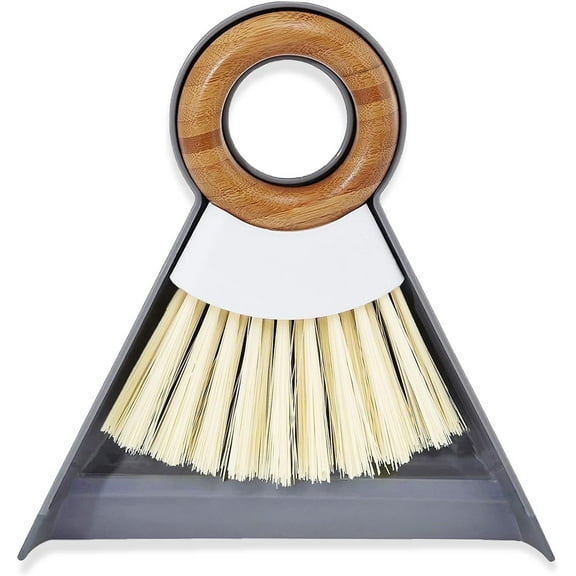 WDDBHSKN Small Broom and Dustpan Set, Mini Broom and Dustpan Set,Hand Broom and Dustpan Set, Dust pan and Brush for Kitchen Countertops, Table Crumbs, Pet Hair Etc.Bamboo Hand Broom - White