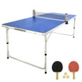 thumbnail image 1 of Small Mini Kids Ping Pong Table Tennis  Space Saving & Easy Storage  Includes (2) Regulation Paddles (3-4) Balls and (1) Net. No Assembly Required Start Playing Immediately, 1 of 5