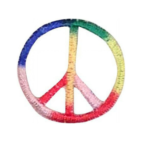 Small/Mini - Multi-colored Rainbow Peace Sign - Iron on Applique/Embroidered Patch