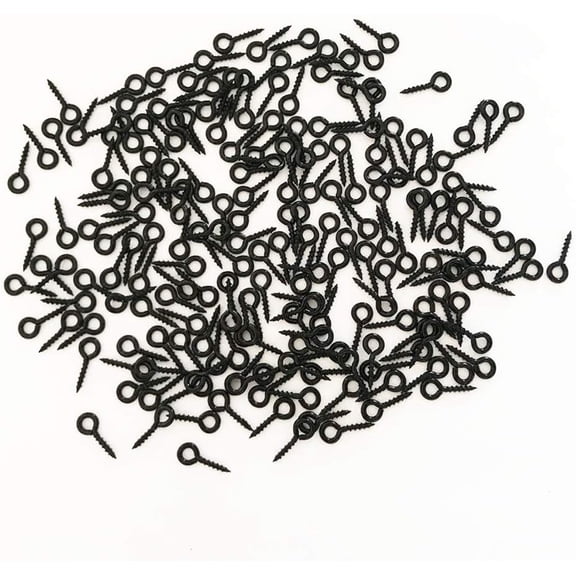 Small Mini Screw Eyes Pin Hook for Jewelry Making, Cork Bottles,Resin, Bead, Tiny Eyelets Hook Screws Ring Black (250 PCS) Black Black