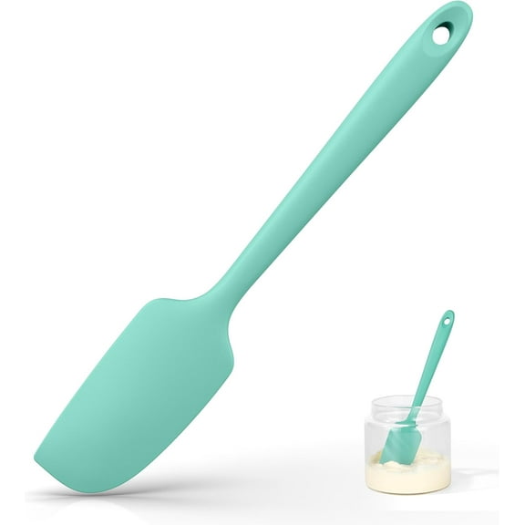 Small Mini Silicone Spatula: 92inch 600F Heat-Resistant Food-Grade Jar Scraper for Kitchen Use, Non-Stick Seamless Flexible Baking Utensil for Mixing, Scraping Jam in Bowl or Cup (Aqua Sky)