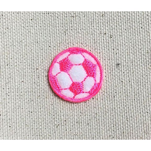 Small/Mini - Soccer Ball - Neon Pink - Futebol - Iron on Applique/Embroidered Patch
