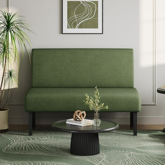 Small Mini Sofa Couch Armless Loveseat Futon for Bedroom, Corduroy Fabric & Easy Assembly, for Small Spaces Living Room,Dorm,Office,Apartment