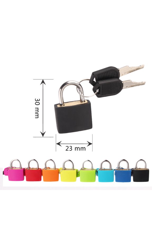 Small Mini Strong Steel Padlock, Travel Suitcase Diary Lock with 2 Keys for Luggage Security
