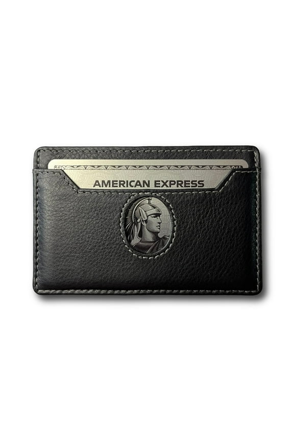 Small Minimalist Card Wallet for Men, Genuine Leather, Amex compatible