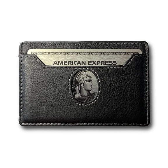 Small Minimalist Card Wallet for Men, Genuine Leather, Amex compatible