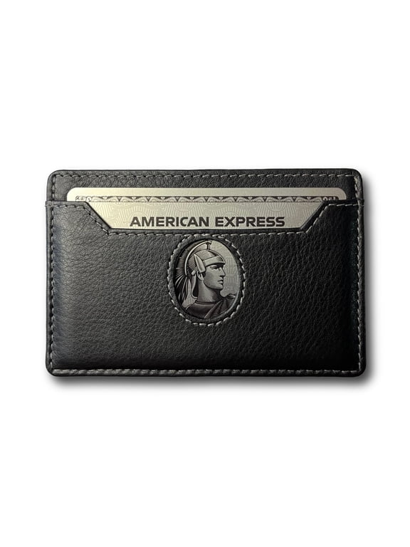 Small Minimalist Card Wallet for Men, Genuine Leather, Amex compatible