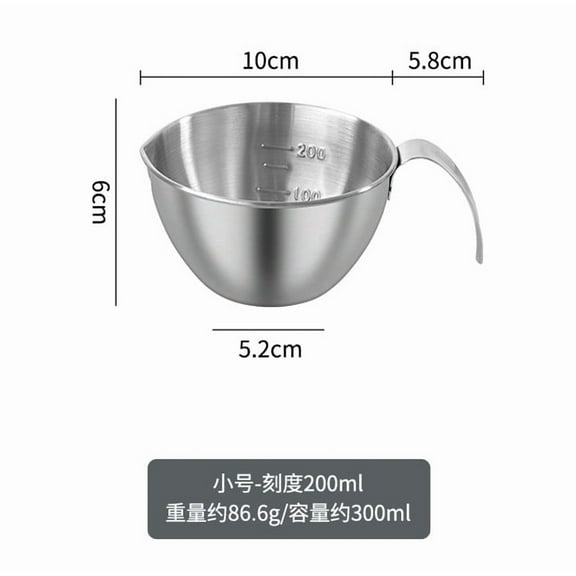 Small Mixing Cup With Handle 200 Ml Stainless Steel Egg Batter Bowl Measuring Cup Kitchen Supplies For Cooking And Baking Silver