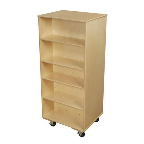 Small Mobile Storage with Double Side Bookcase, 29.5 x 24 x 66.75 in.