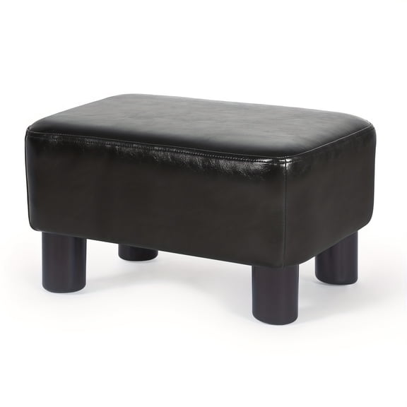Small Modern PU Leather Rectangular Ottoman Footrest Stool, Compact Upholstered Foot Stool for Office, Bedroom & Living Room Home Furniture