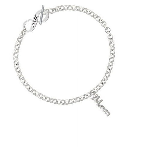Small Mom Script Faith Infinity Toggle Chain Bracelet
