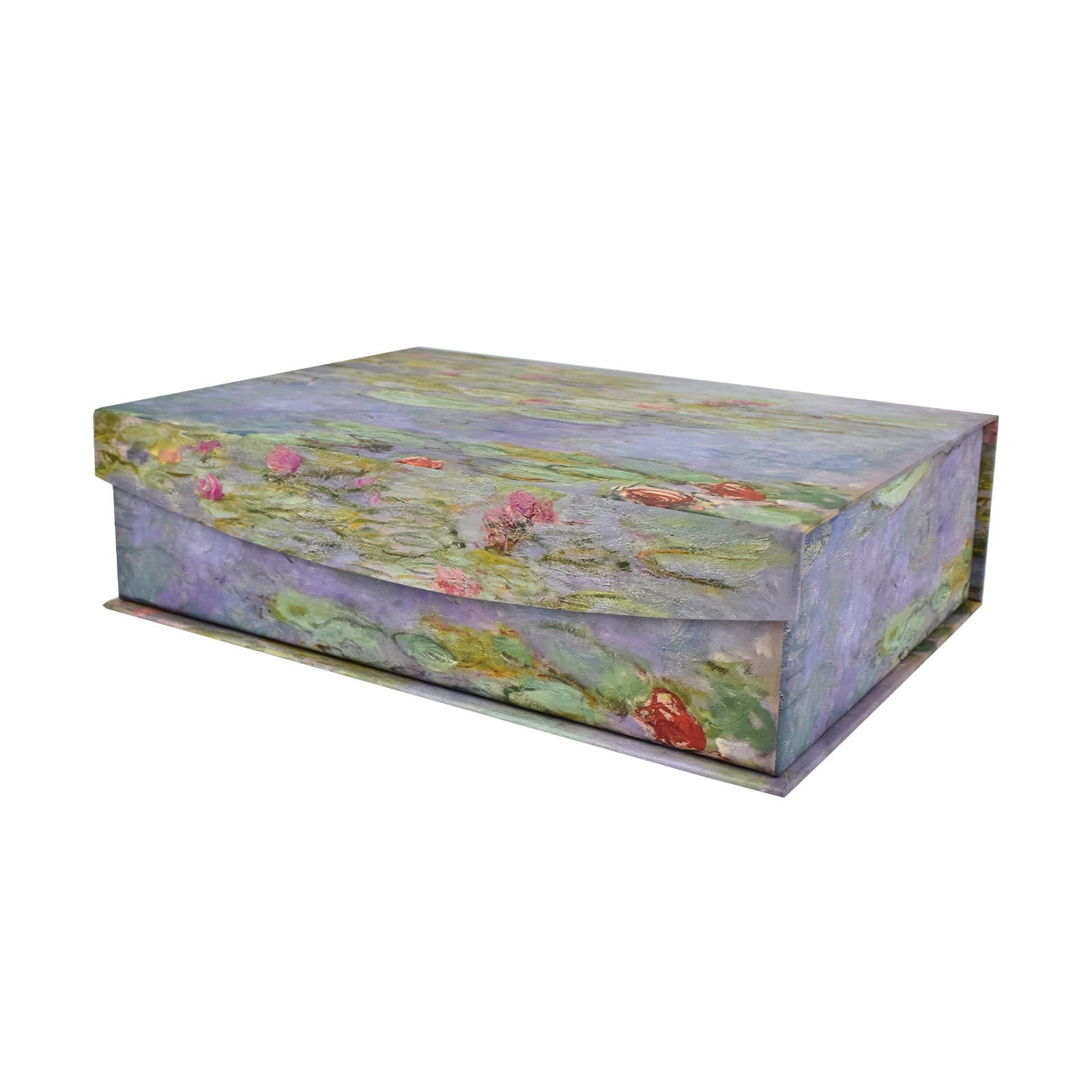 Small Monet Flip Top Decorative Box with Water Lily Design